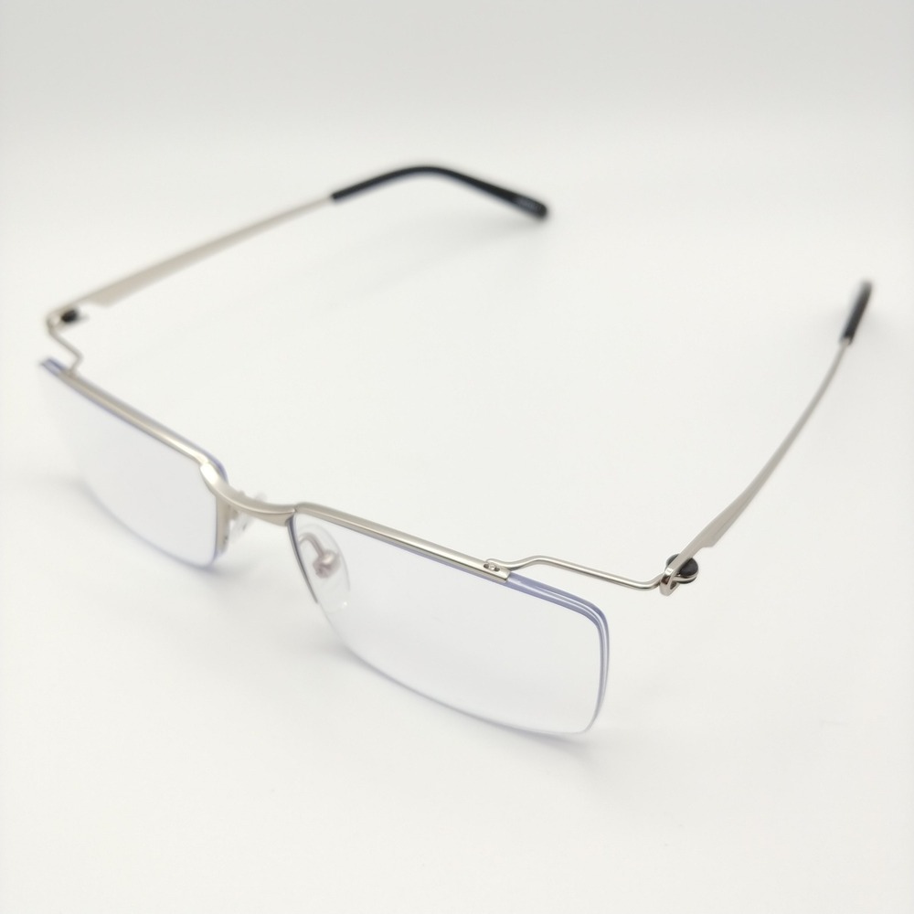 Zenni Featherlite Eyeglass Frame Men Silver Half Rim Rectangular 137611 Titanium